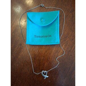 TIFFANY & CO  PALOMA PICASSO STERLING SILVER LOVING HEART RIBBON 16" NECKLACE